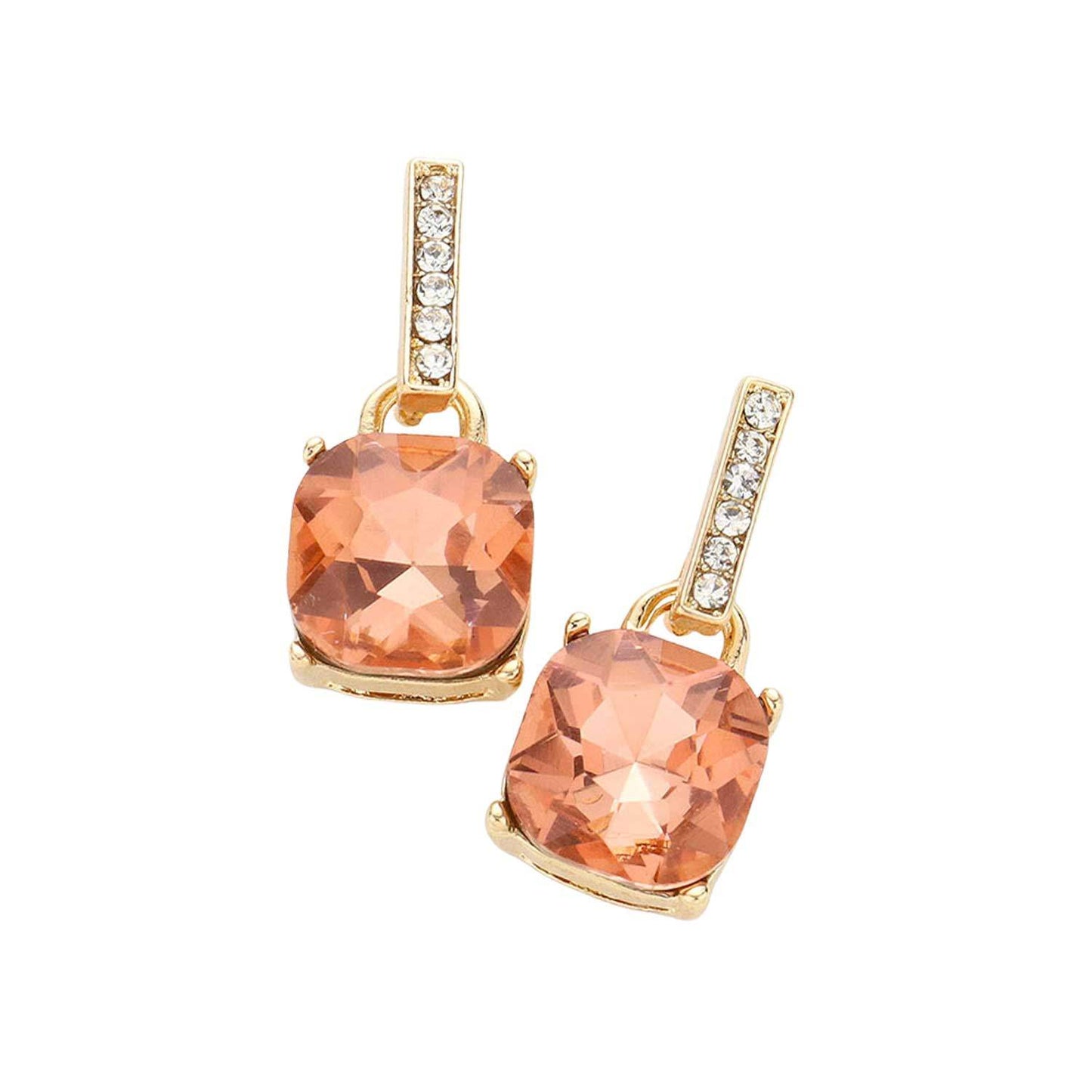 Cushion Square Stone Dangle Evening Earrings - Madeline Love - Flyclothing LLC