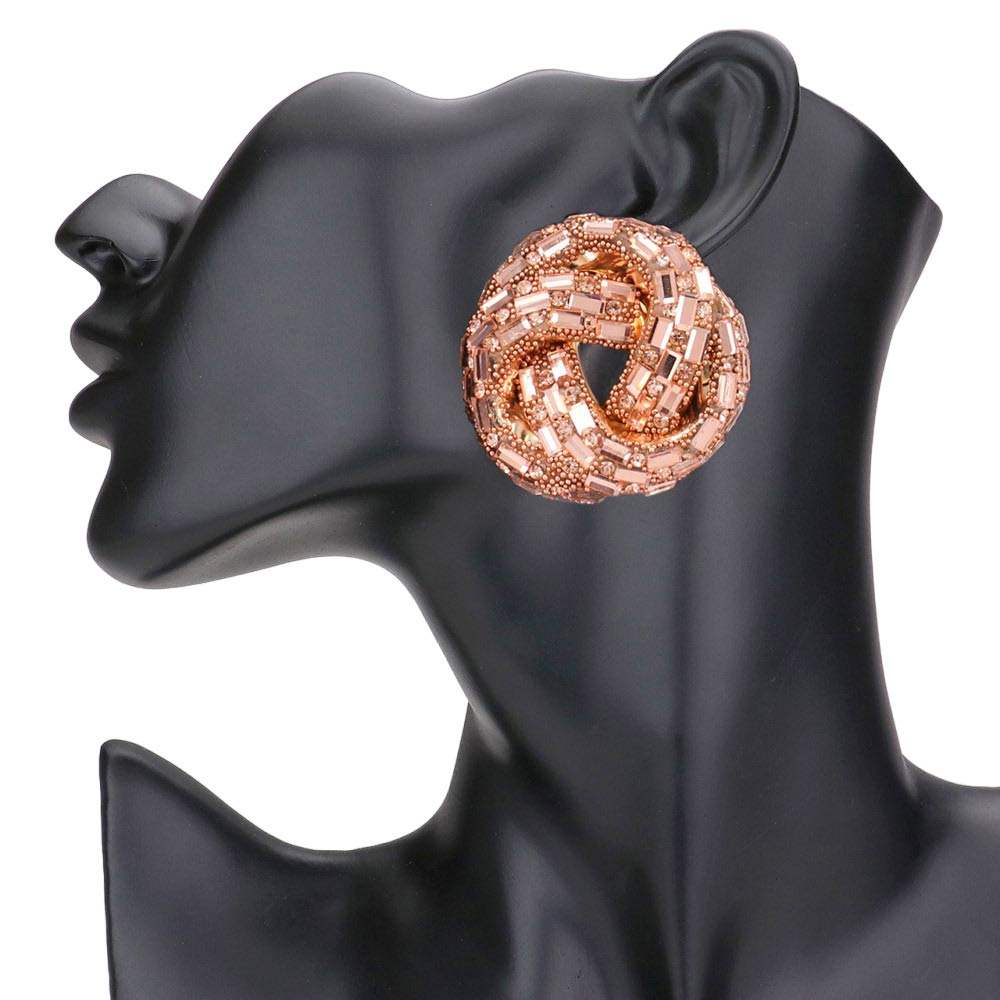 Cylinder Stone Embellished Round Post Earrings - Madeline Love - Flyclothing LLC