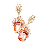 Emerald Cut Stone Accented Evening Earrings - Madeline Love - Flyclothing LLC