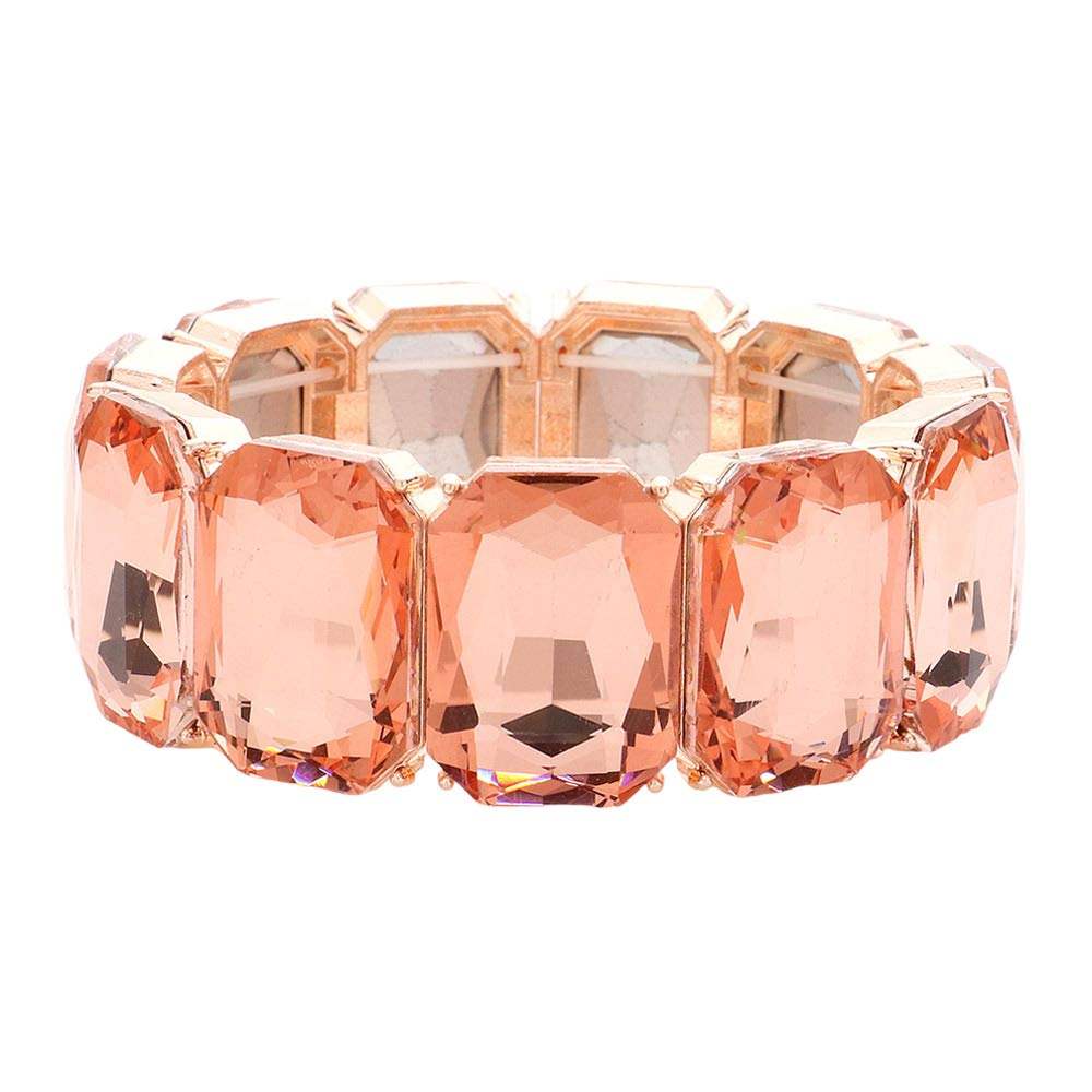 Emerald Cut Stone Stretch Evening Bracelet - Madeline Love - Flyclothing LLC
