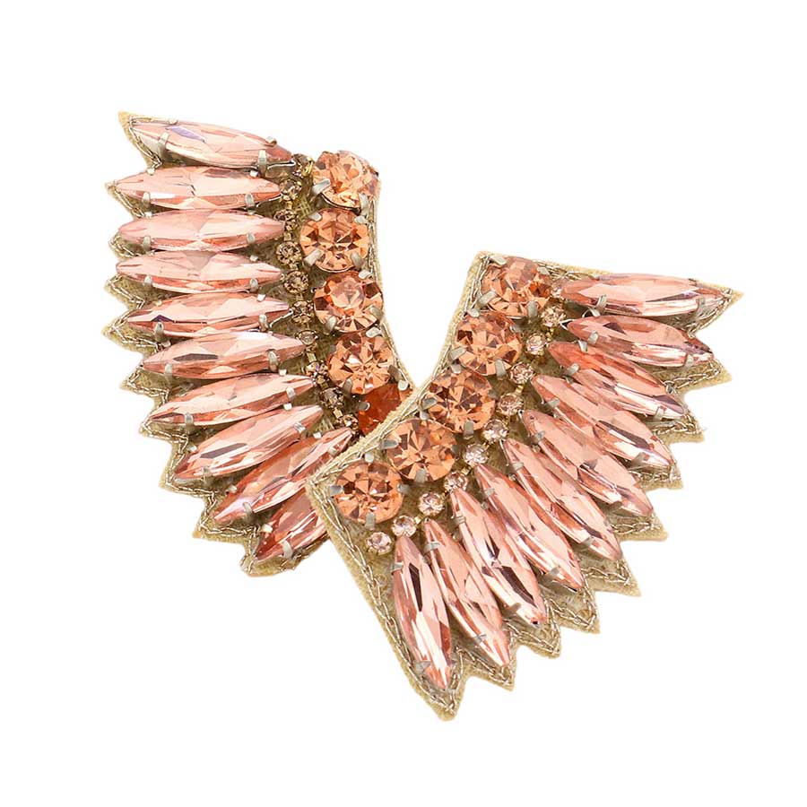 Felt Back Multi Stone Embellished Wing Earrings - Madeline Love - Flyclothing LLC