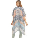 Floral Leaf Patterned Cover Up Kimono Poncho - Madeline Love - Flyclothing LLC