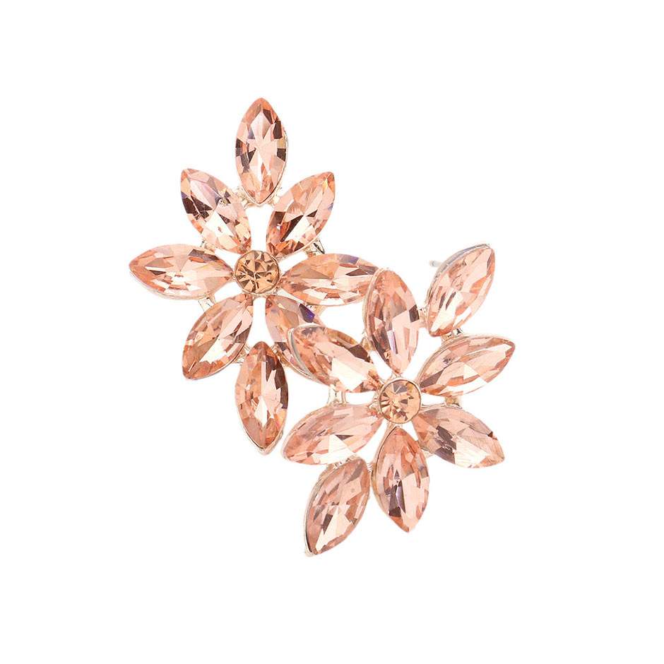 Floral Marquise Stone Cluster Evening Earrings - Madeline Love - Flyclothing LLC