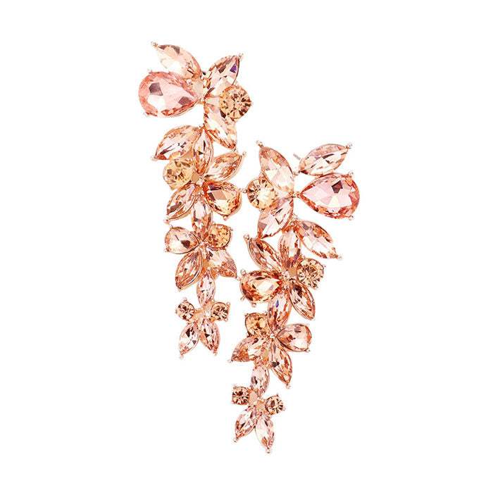Floral Multi Stone Evening Earrings - Madeline Love - Flyclothing LLC