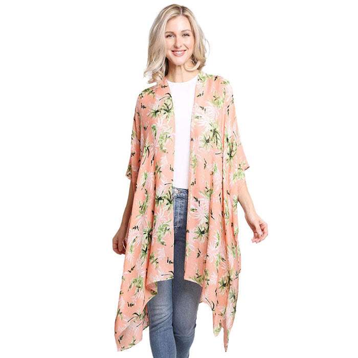 Floral Printed Cover Up Kimono Poncho - Madeline Love - Flyclothing LLC