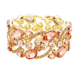 Glass Crystal Oval Butterfly Stretch Evening Bracelets - Madeline Love - Flyclothing LLC