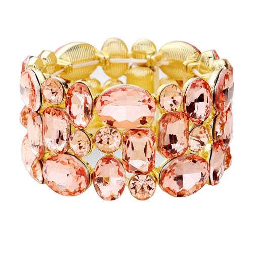 Glass Crystal Stretch Evening Bracelet - Madeline Love - Flyclothing LLC