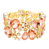 Glass Crystal Teardrop Floral Stretch Evening Bracelet - Madeline Love - Flyclothing LLC
