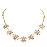 Glass Stone Embellished Flower Cluster Link Necklace - Madeline Love - Flyclothing LLC