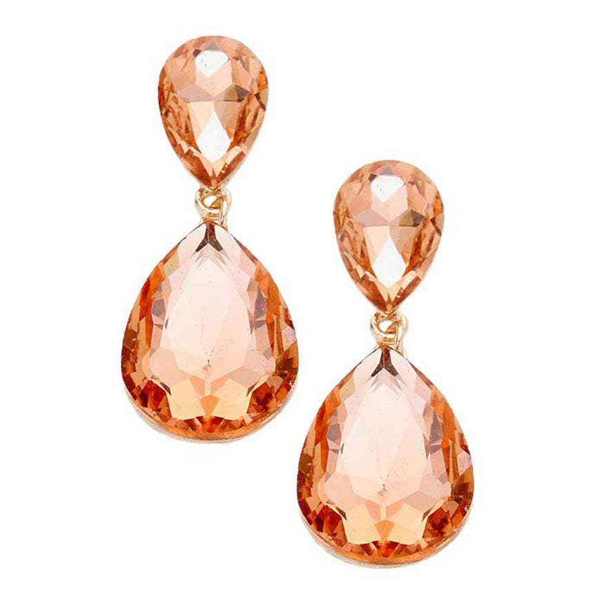 Glass Crystal Teardrop Evening Earrings - Madeline Love - Flyclothing LLC