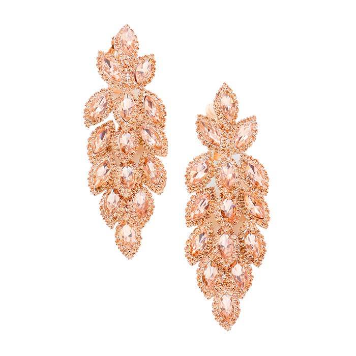 Marquise Crystal Oval Cluster Vine Clip On Earrings - Madeline Love - Flyclothing LLC