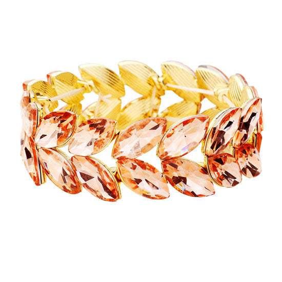 Marquise Glass Crystal Stretch Evening Bracelet - Madeline Love - Flyclothing LLC