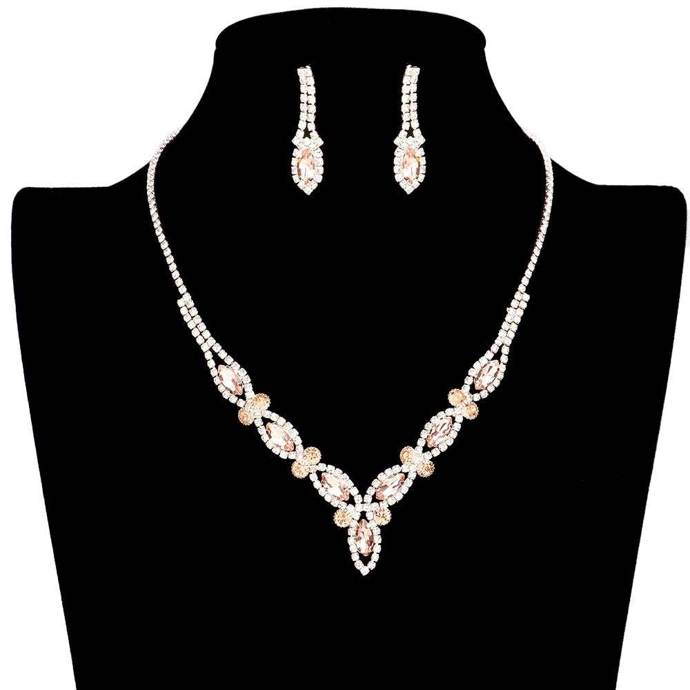 Marquise Stone Accented Rhinestone Necklace - Madeline Love - Flyclothing LLC