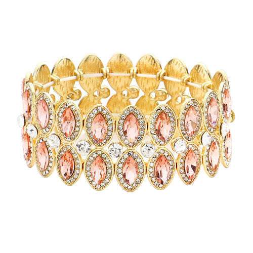 Marquise Stone Accented Stretch Evening Bracelet - Madeline Love - Flyclothing LLC