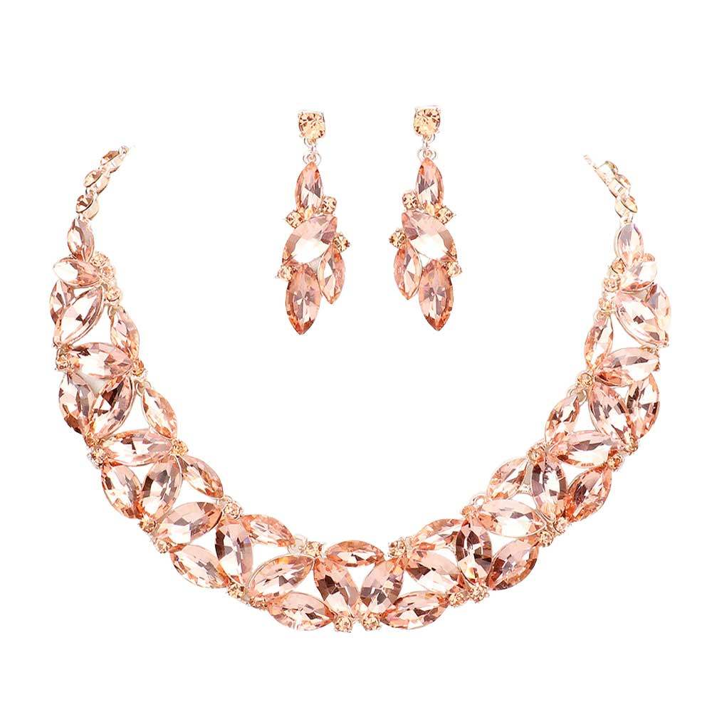 Marquise Stone Cluster Evening Necklace - Madeline Love - Flyclothing LLC