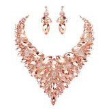 Marquise Stone Cluster Statement Evening Necklace - Madeline Love - Flyclothing LLC