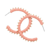 Metal Ball Trimmed Raffia Wrapped Hoop Earrings - Madeline Love - Flyclothing LLC