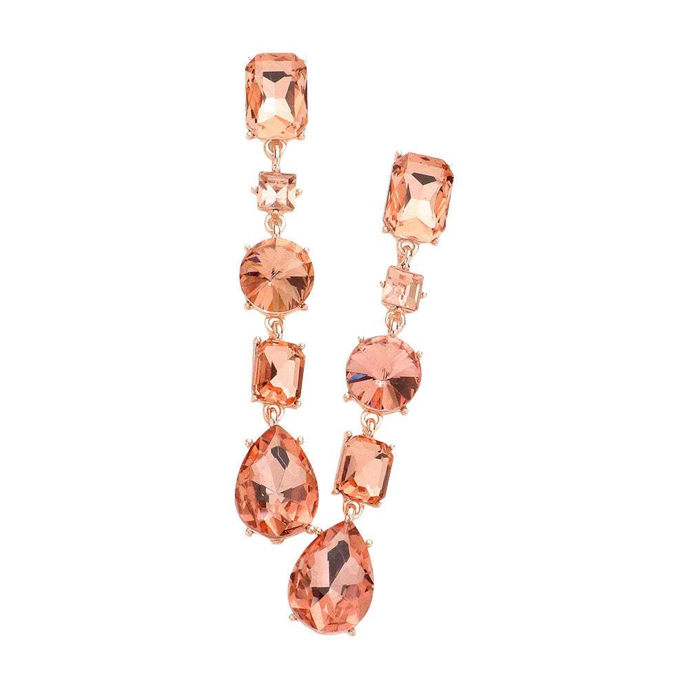 Multi Stone Link Dangle Evening Earrings - Madeline Love - Flyclothing LLC