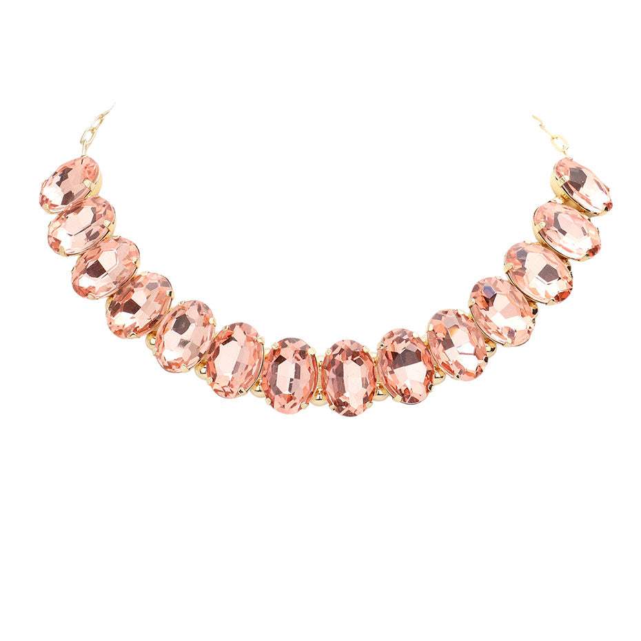 Oval Stone Evening Necklace - Madeline Love - Flyclothing LLC