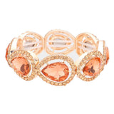 Pave Teardrop Trim Glass Crystal Stretch Evening Bracelet - Madeline Love - Flyclothing LLC