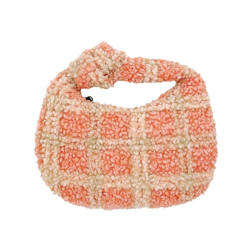 Plaid Check Patterned Sherpa Tote Bag - Madeline Love - Flyclothing LLC