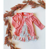 Peach Rainbow 3/4 Sleeve Pocket Twirl Dress - Mila & Rose ® - Flyclothing LLC