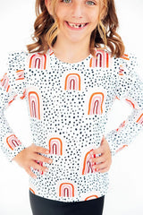 Peach Rainbow L/S Ruffle Tee - Mila & Rose ® - Flyclothing LLC