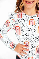 Peach Rainbow L/S Ruffle Tee - Mila & Rose ® - Flyclothing LLC