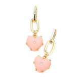 Rhinestone Centered Resin Heart Dangle Earrings - Madeline Love - Flyclothing LLC