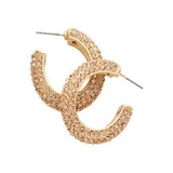 Rhinestone Embellished Oval Hoop Evening Earrings - Madeline Love - Flyclothing LLC