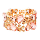 Glass Crystal Teardrop Floral Stretch Evening Bracelet - Madeline Love - Flyclothing LLC