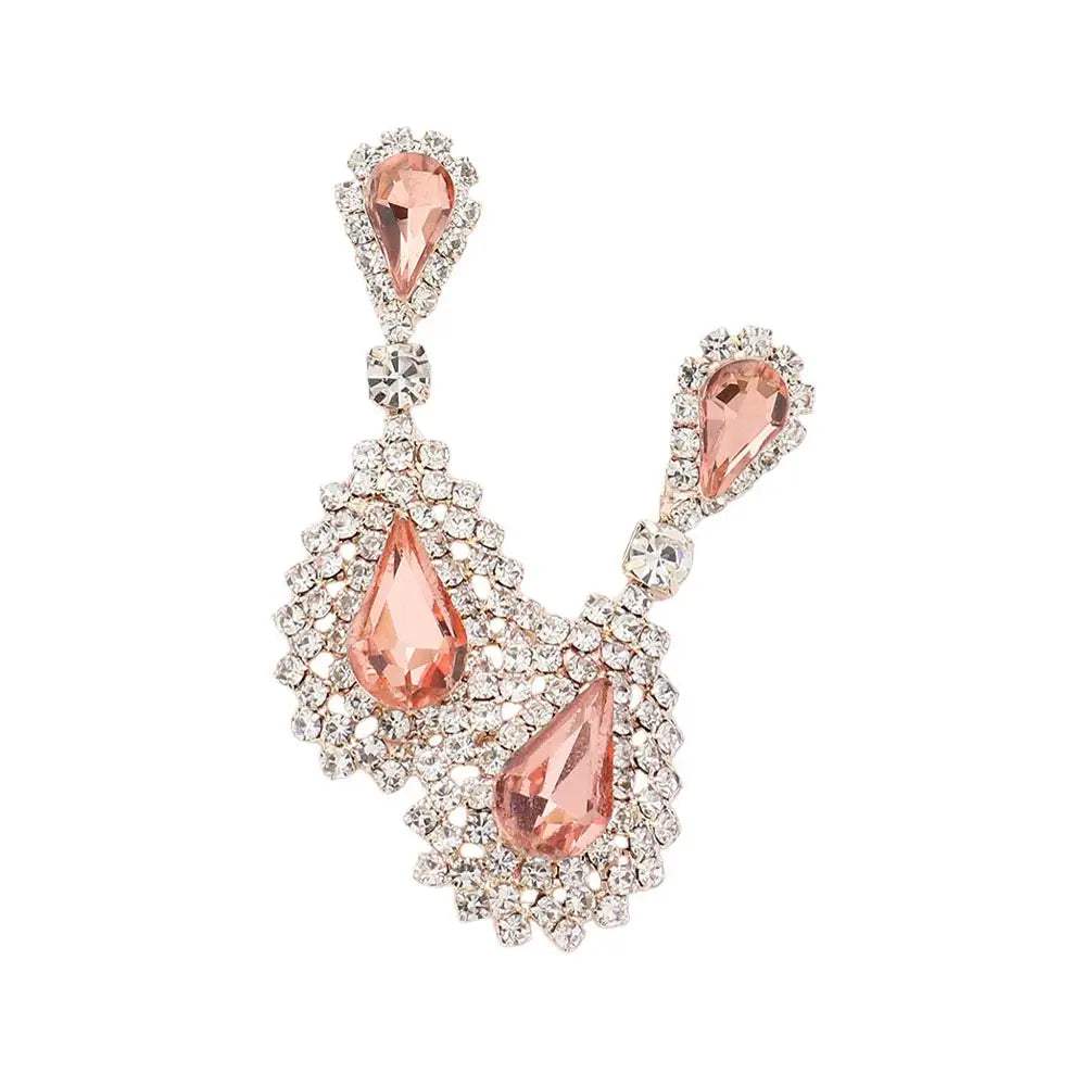 Teardrop Stone Dangle Evening Earrings - Madeline Love - Flyclothing LLC