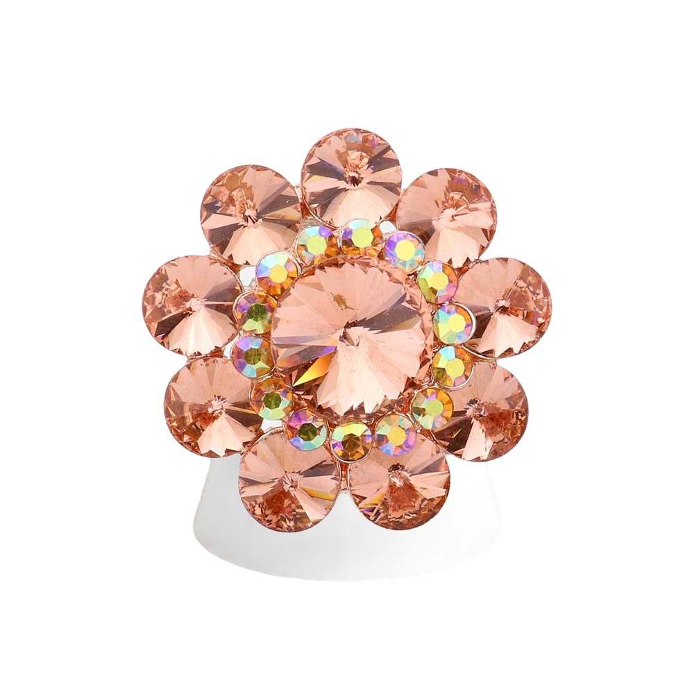 Round Crystal Flower Stretch Ring - Madeline Love - Flyclothing LLC
