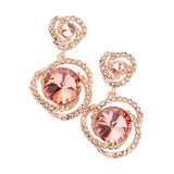 Round Stone Accented Link Dangle Evening Earrings - Madeline Love - Flyclothing LLC