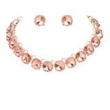 Round Stone Link Evening Necklace Earring Set - Madeline Love - Flyclothing LLC