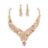 Round Teardrop Stone Accented Evening Necklace - Madeline Love - Flyclothing LLC