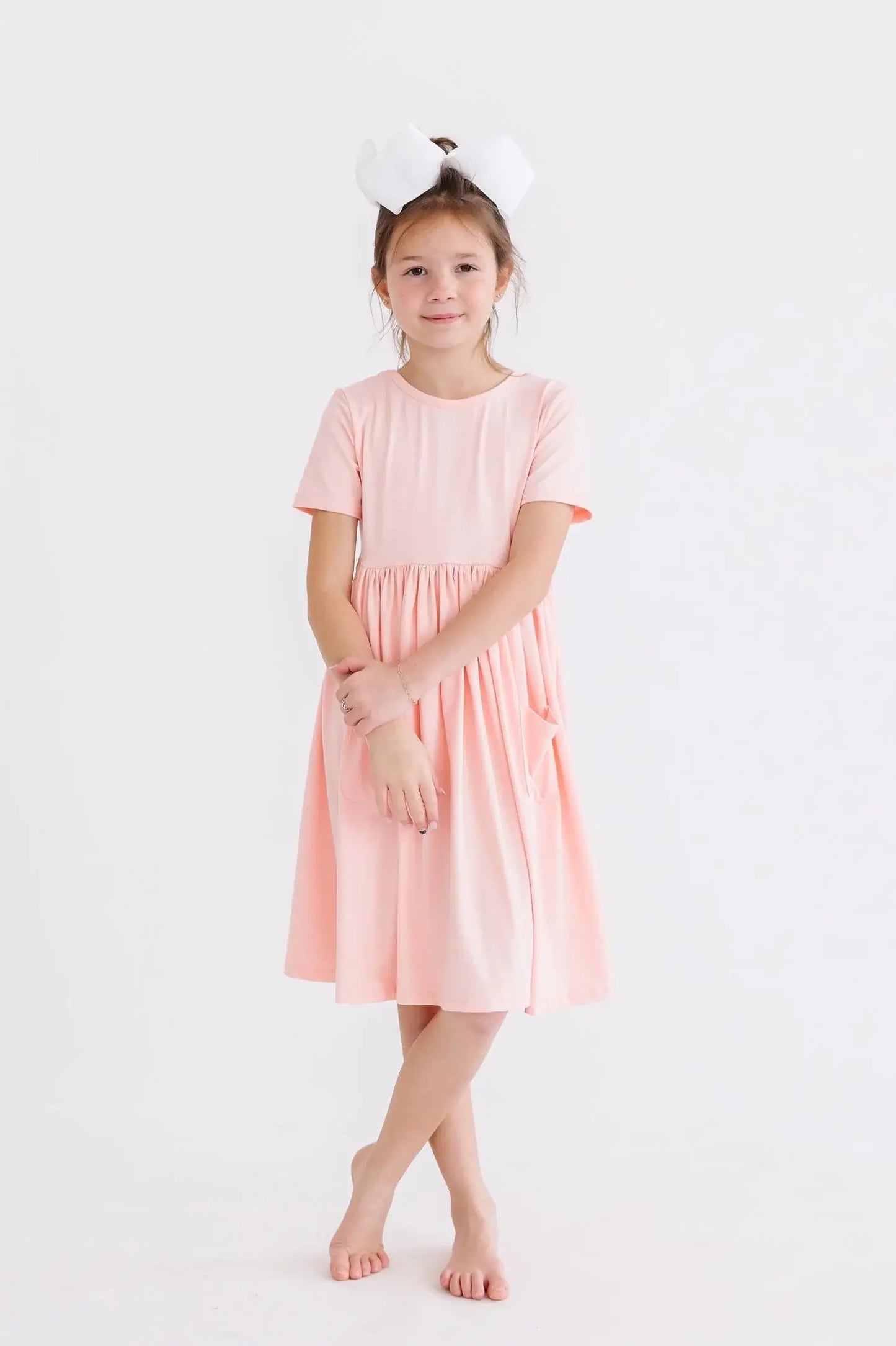 Peach S/S Pocket Twirl Dress - Mila & Rose ® - Flyclothing LLC
