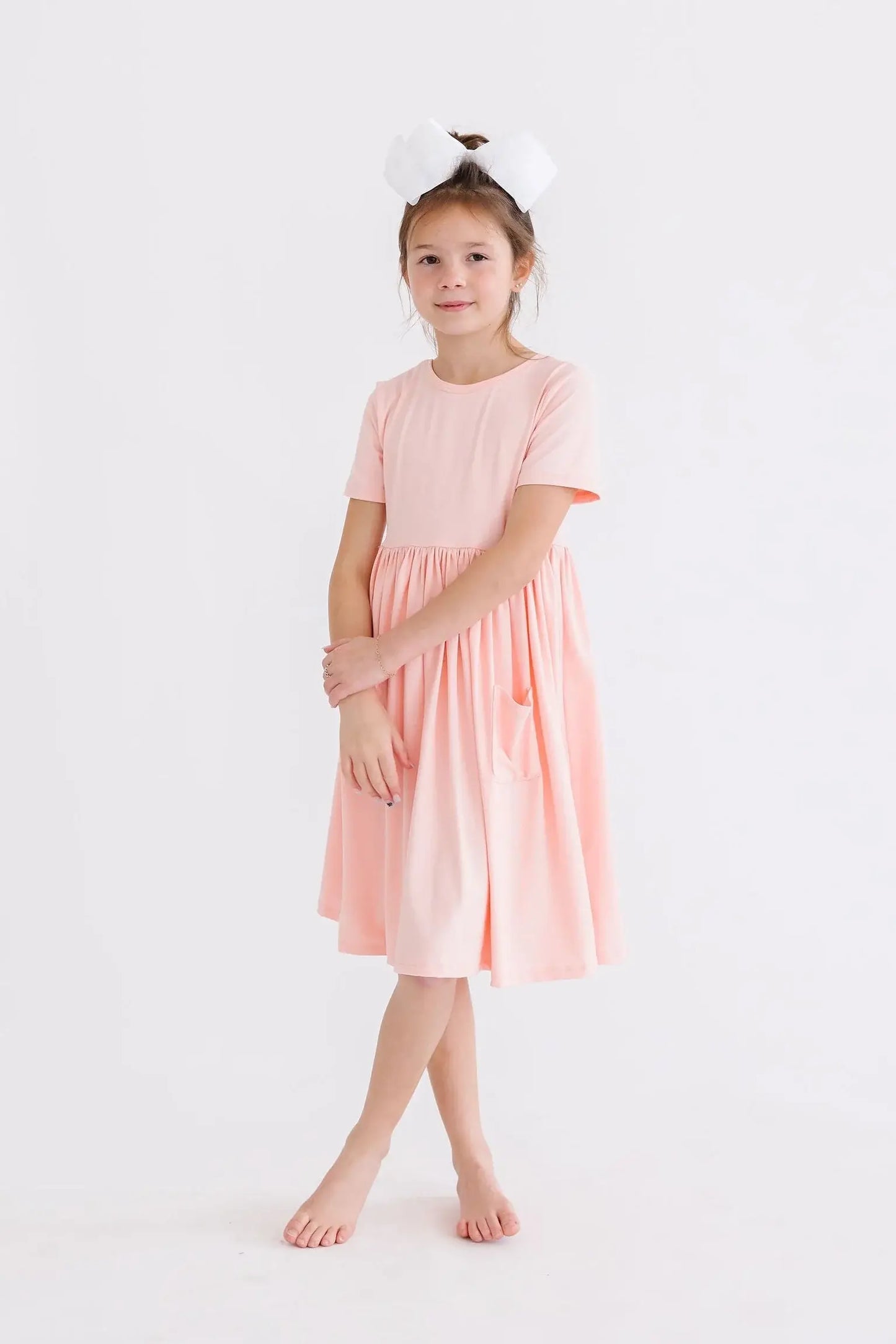 Peach S/S Pocket Twirl Dress - Mila & Rose ® - Flyclothing LLC