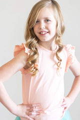 Peach S/S Ruffle Tee - Mila & Rose ® - Flyclothing LLC