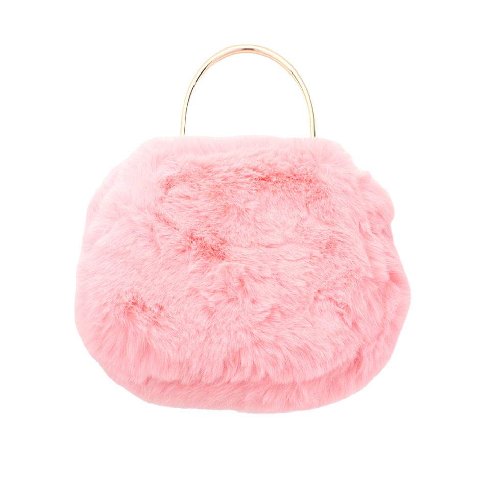 Solid Faux Fur Tote Crossbody Bag - Madeline Love - Flyclothing LLC