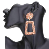 Stone Embellished Chunky Open Rectangle Evening Earrings - Madeline Love - Flyclothing LLC
