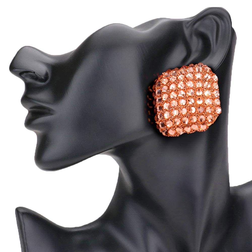 Stone Embellished Rhombus Earrings - Madeline Love - Flyclothing LLC