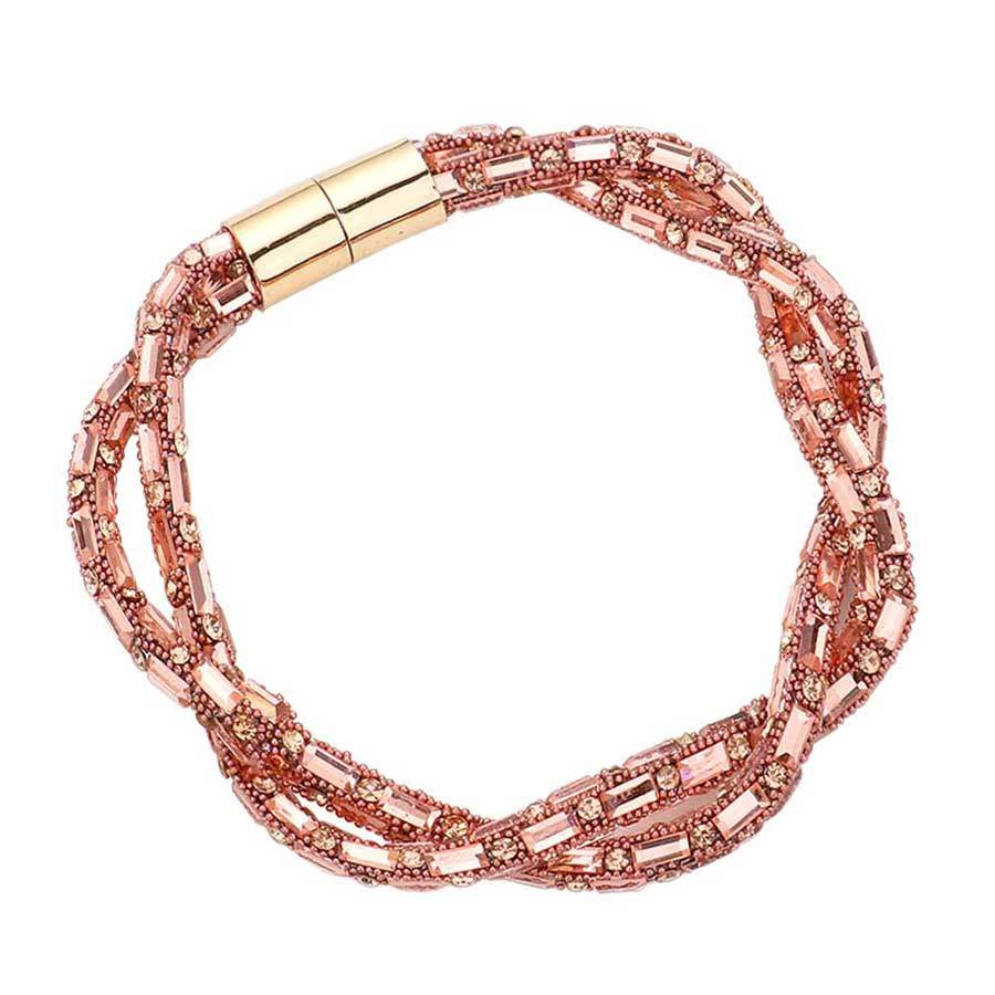 Stone Embellished Twisted Magnetic Bracelet - Madeline Love - Flyclothing LLC