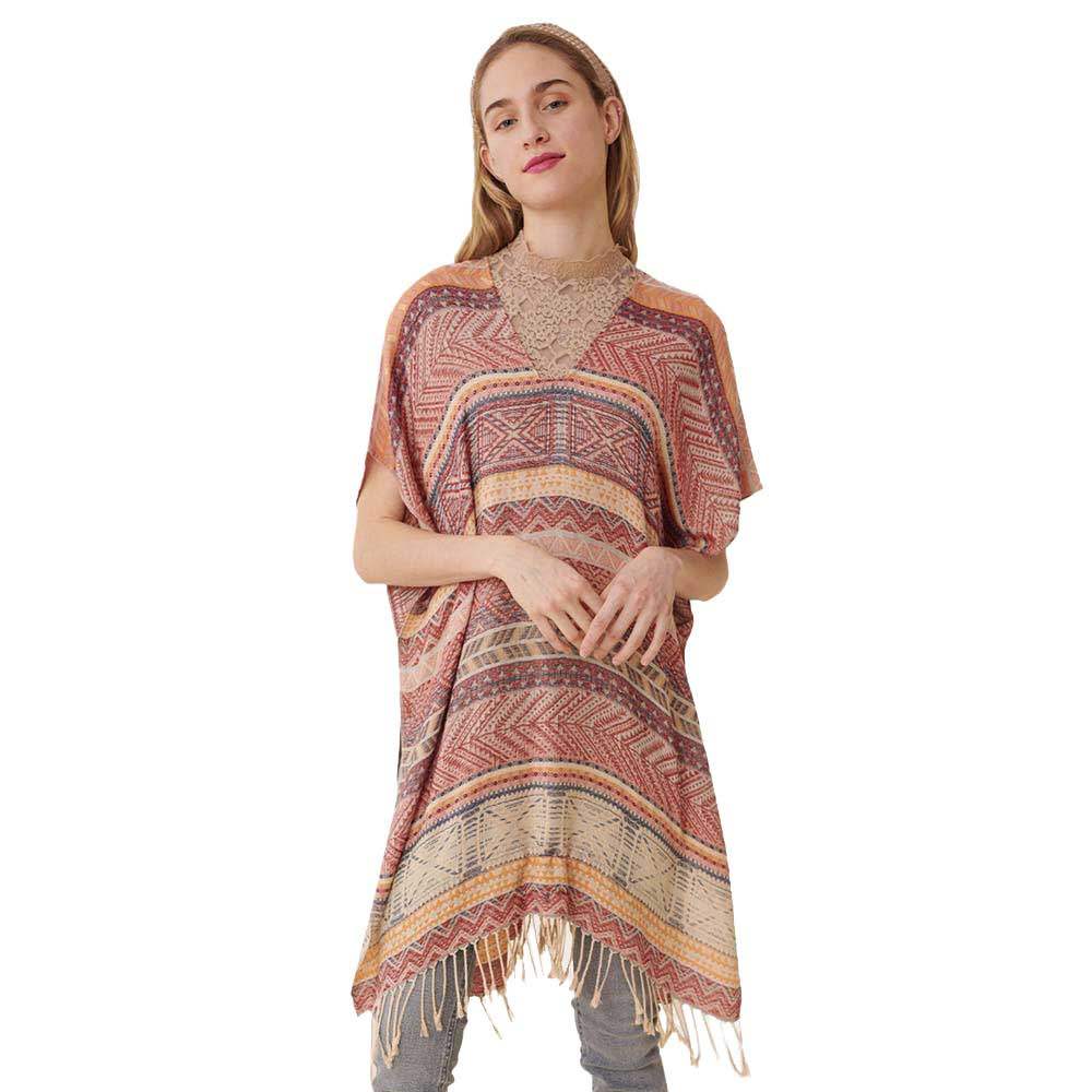 Stripe Tassel Kaftan Poncho - Madeline Love - Flyclothing LLC