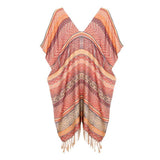 Stripe Tassel Kaftan Poncho - Madeline Love - Flyclothing LLC