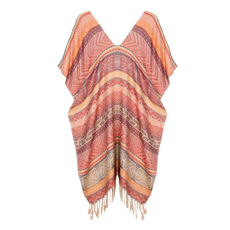 Stripe Tassel Kaftan Poncho - Madeline Love - Flyclothing LLC
