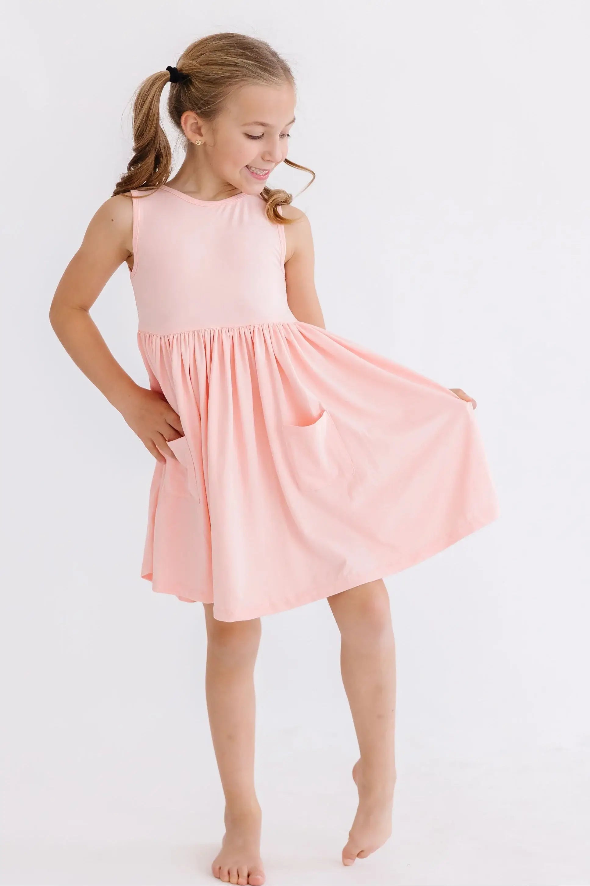 Peach Tank Pocket Twirl Dress - Mila & Rose ® - Flyclothing LLC