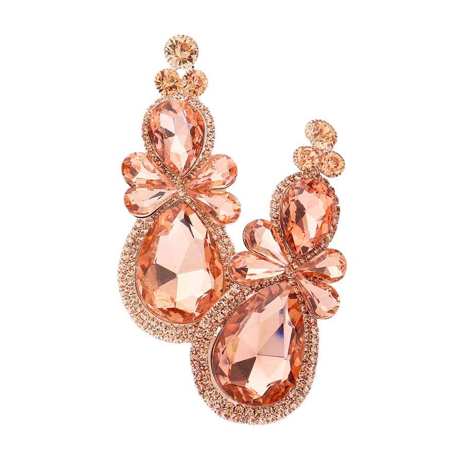 Teardrop Accented Dangle Evening Earrings - Madeline Love - Flyclothing LLC