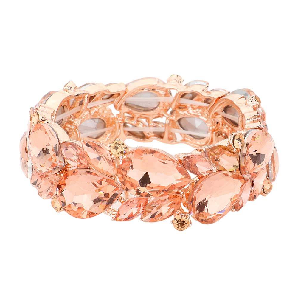 Teardrop Cluster Marquise Stone Stretch Evening Bracelet - Madeline Love - Flyclothing LLC
