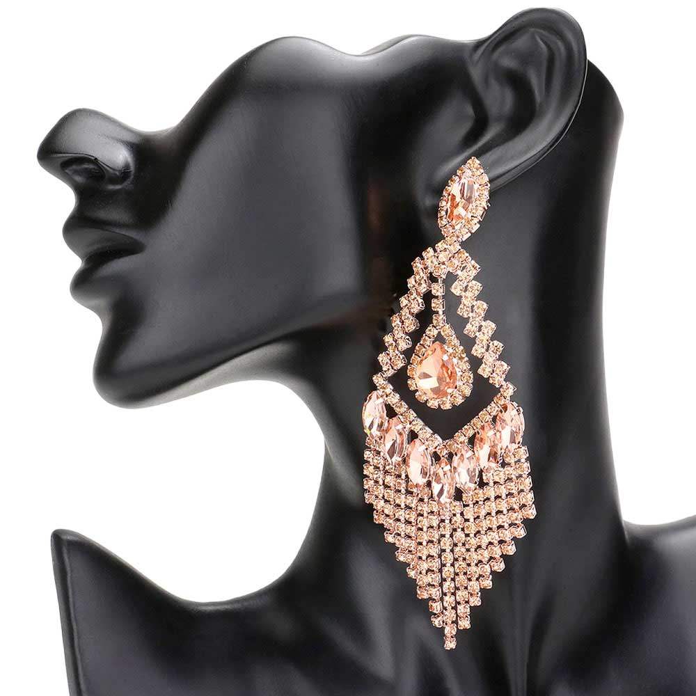 Teardrop Crystal Rhinestone Chandelier Evening Earrings - Madeline Love - Flyclothing LLC